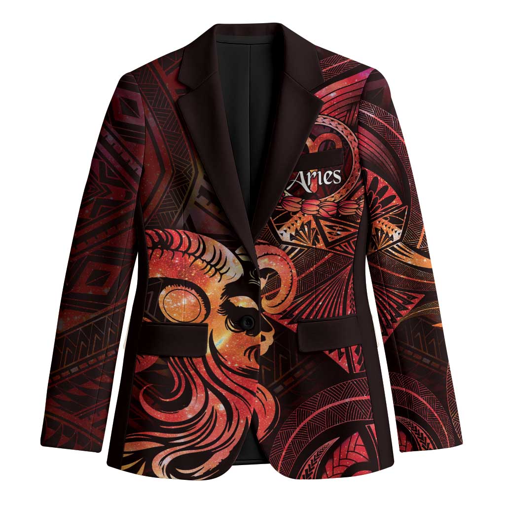 Personalised Polynesia Zodiac Aries Blazer Galaxy Polynesian Pattern Chest Tattoo Style