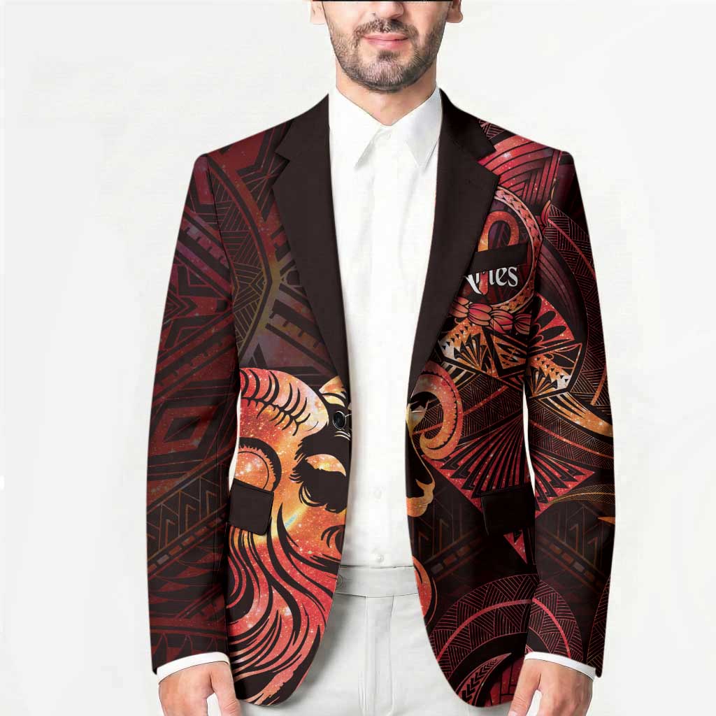 Personalised Polynesia Zodiac Aries Blazer Galaxy Polynesian Pattern Chest Tattoo Style