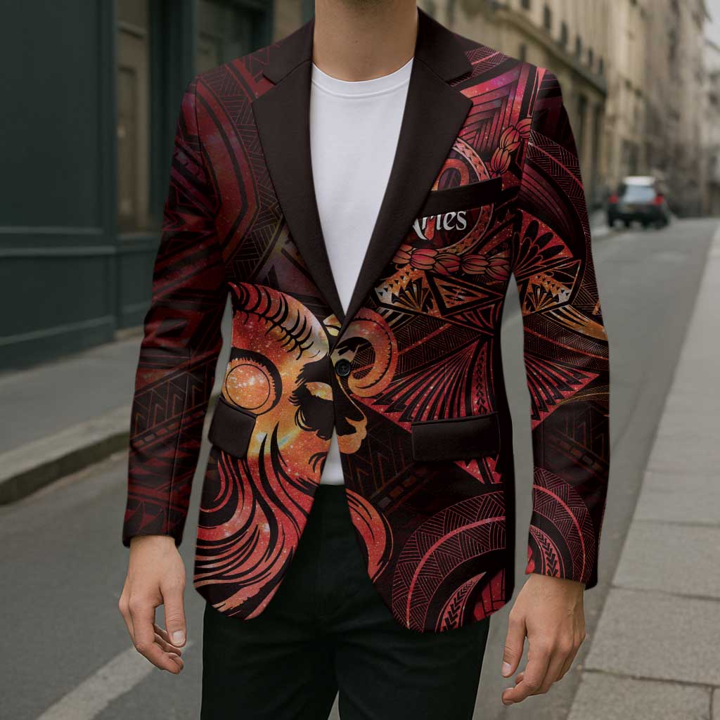 Personalised Polynesia Zodiac Aries Blazer Galaxy Polynesian Pattern Chest Tattoo Style