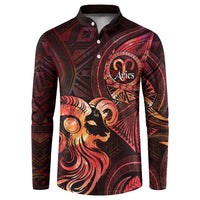 Personalised Polynesia Zodiac Aries Button Sweatshirt Galaxy Polynesian Pattern Chest Tattoo Style LT14 Red - Polynesian Pride