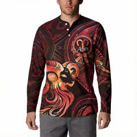Personalised Polynesia Zodiac Aries Button Sweatshirt Galaxy Polynesian Pattern Chest Tattoo Style LT14 - Polynesian Pride