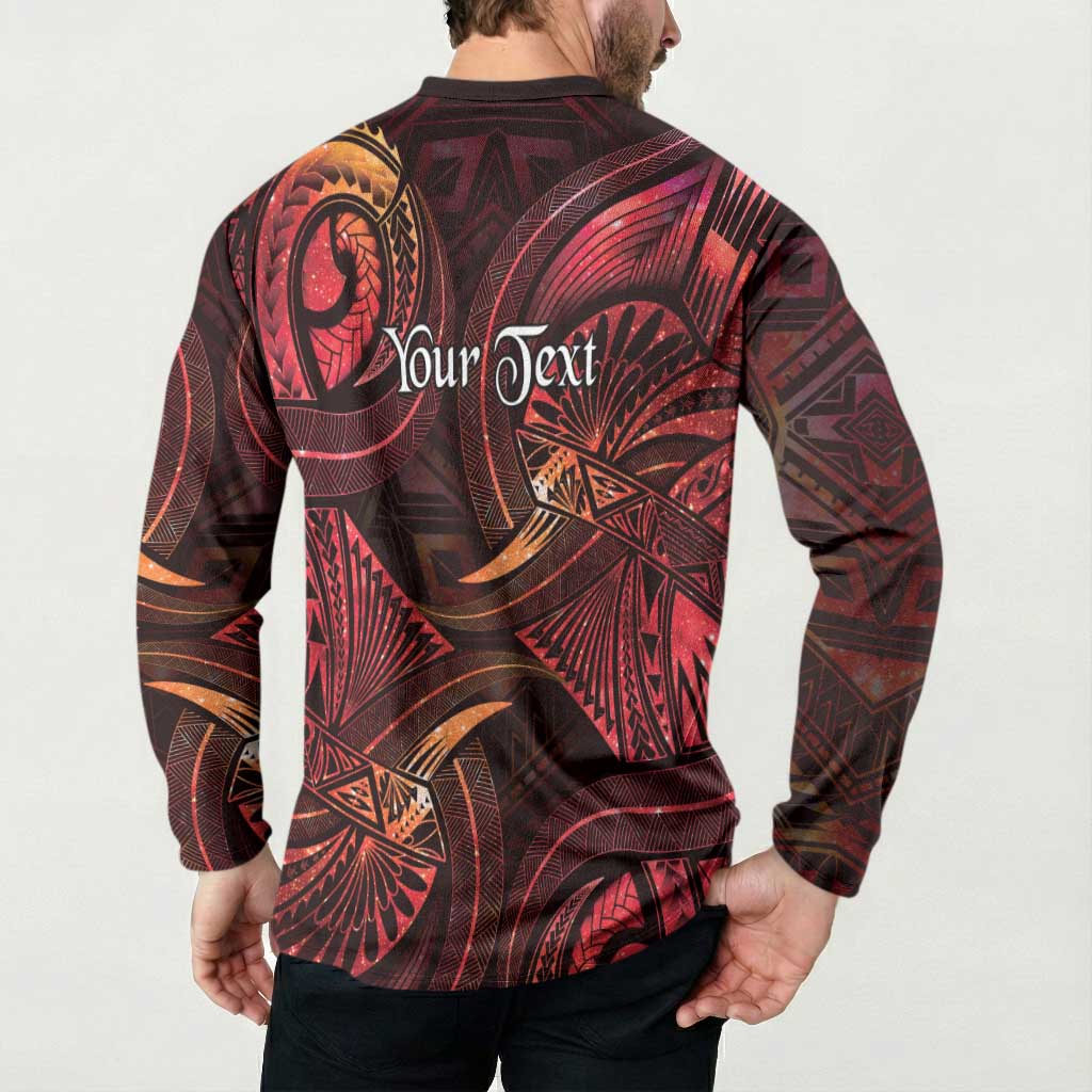Personalised Polynesia Zodiac Aries Button Sweatshirt Galaxy Polynesian Pattern Chest Tattoo Style LT14 - Polynesian Pride