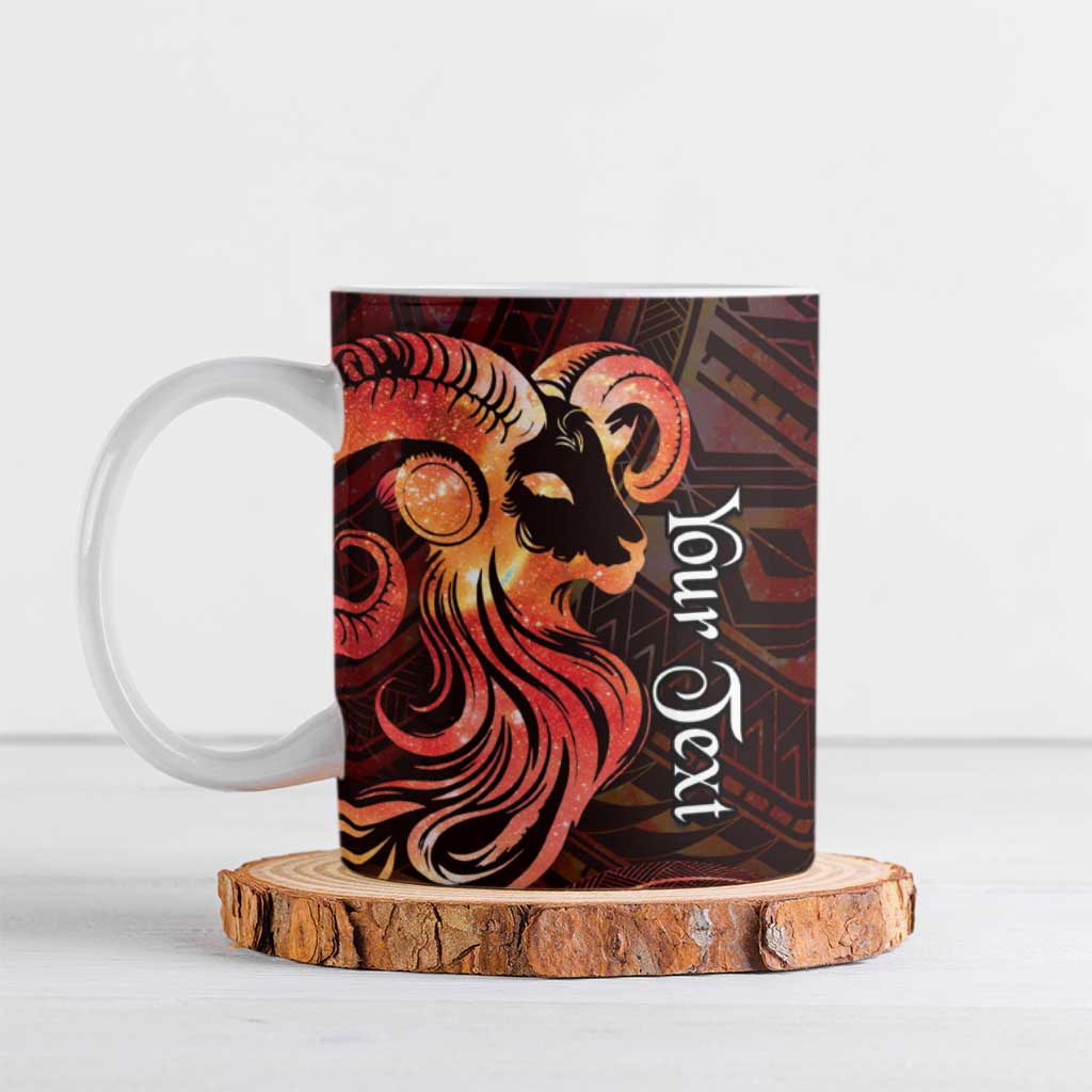 Personalised Polynesia Zodiac Aries Ceramic Mug Galaxy Polynesian Pattern Chest Tattoo Style LT14 Red - Polynesian Pride