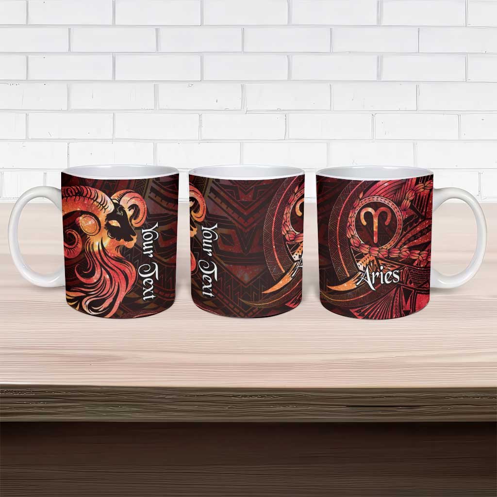 Personalised Polynesia Zodiac Aries Ceramic Mug Galaxy Polynesian Pattern Chest Tattoo Style LT14 - Polynesian Pride