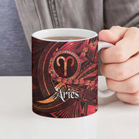 Personalised Polynesia Zodiac Aries Ceramic Mug Galaxy Polynesian Pattern Chest Tattoo Style LT14 - Polynesian Pride