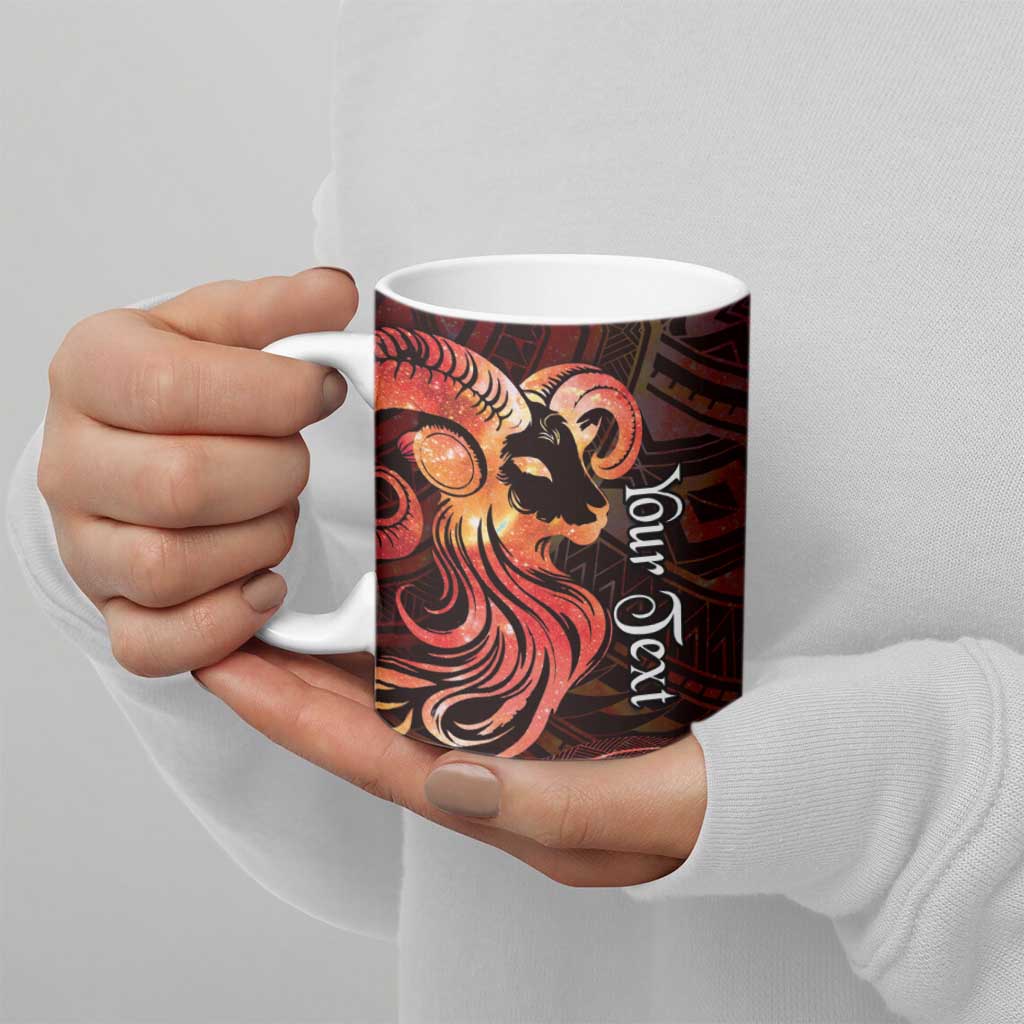 Personalised Polynesia Zodiac Aries Ceramic Mug Galaxy Polynesian Pattern Chest Tattoo Style LT14 - Polynesian Pride