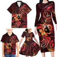 Personalised Polynesia Zodiac Aries Family Matching Long Sleeve Bodycon Dress and Hawaiian Shirt Galaxy Polynesian Pattern Chest Tattoo Style LT14 - Polynesian Pride