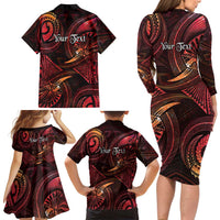 Personalised Polynesia Zodiac Aries Family Matching Long Sleeve Bodycon Dress and Hawaiian Shirt Galaxy Polynesian Pattern Chest Tattoo Style LT14 - Polynesian Pride