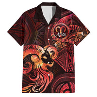Personalised Polynesia Zodiac Aries Family Matching Long Sleeve Bodycon Dress and Hawaiian Shirt Galaxy Polynesian Pattern Chest Tattoo Style LT14 Dad's Shirt - Short Sleeve Red - Polynesian Pride