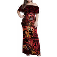 Personalised Polynesia Zodiac Aries Family Matching Off Shoulder Maxi Dress and Hawaiian Shirt Galaxy Polynesian Pattern Chest Tattoo Style