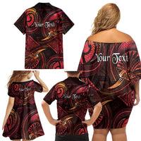 Personalised Polynesia Zodiac Aries Family Matching Off Shoulder Short Dress and Hawaiian Shirt Galaxy Polynesian Pattern Chest Tattoo Style LT14 - Polynesian Pride