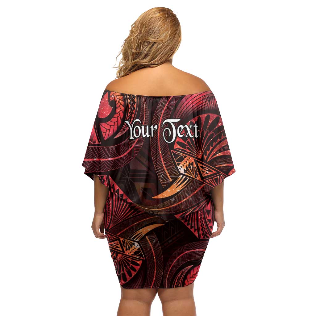 Personalised Polynesia Zodiac Aries Family Matching Off Shoulder Short Dress and Hawaiian Shirt Galaxy Polynesian Pattern Chest Tattoo Style LT14 - Polynesian Pride