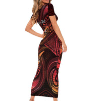 Personalised Polynesia Zodiac Aries Family Matching Short Sleeve Bodycon Dress and Hawaiian Shirt Galaxy Polynesian Pattern Chest Tattoo Style LT14 - Polynesian Pride