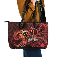 Personalised Polynesia Zodiac Aries Leather Tote Bag Galaxy Polynesian Pattern Chest Tattoo Style