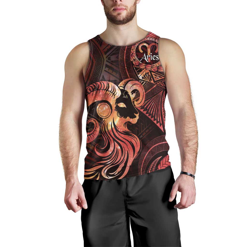 Personalised Polynesia Zodiac Aries Men Tank Top Galaxy Polynesian Pattern Chest Tattoo Style LT14 - Polynesian Pride
