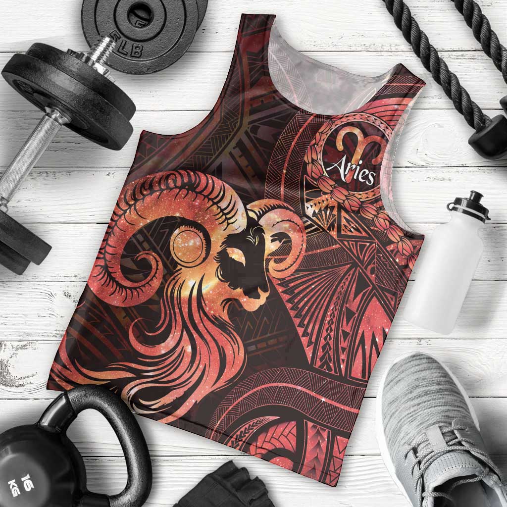 Personalised Polynesia Zodiac Aries Men Tank Top Galaxy Polynesian Pattern Chest Tattoo Style LT14 - Polynesian Pride
