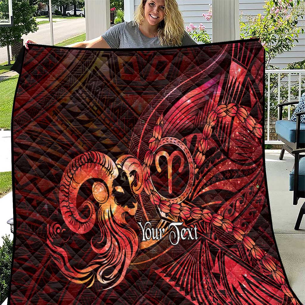 Personalised Polynesia Zodiac Aries Quilt Galaxy Polynesian Pattern Chest Tattoo Style