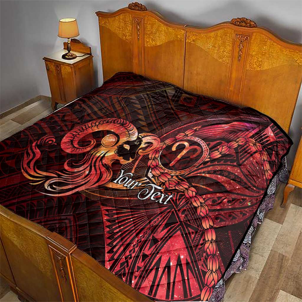 Personalised Polynesia Zodiac Aries Quilt Galaxy Polynesian Pattern Chest Tattoo Style
