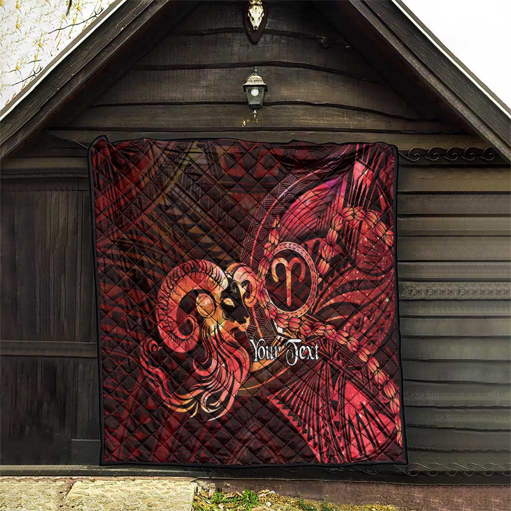 Personalised Polynesia Zodiac Aries Quilt Galaxy Polynesian Pattern Chest Tattoo Style