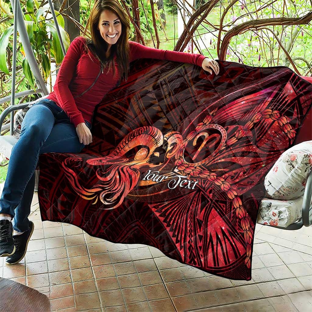 Personalised Polynesia Zodiac Aries Quilt Galaxy Polynesian Pattern Chest Tattoo Style