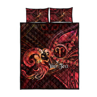 Personalised Polynesia Zodiac Aries Quilt Bed Set Galaxy Polynesian Pattern Chest Tattoo Style LT14 - Polynesian Pride