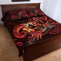 Personalised Polynesia Zodiac Aries Quilt Bed Set Galaxy Polynesian Pattern Chest Tattoo Style LT14 - Polynesian Pride