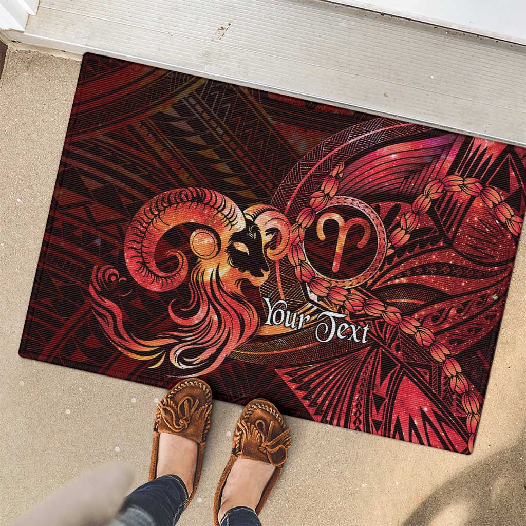 Personalised Polynesia Zodiac Aries Rubber Doormat Galaxy Polynesian Pattern Chest Tattoo Style