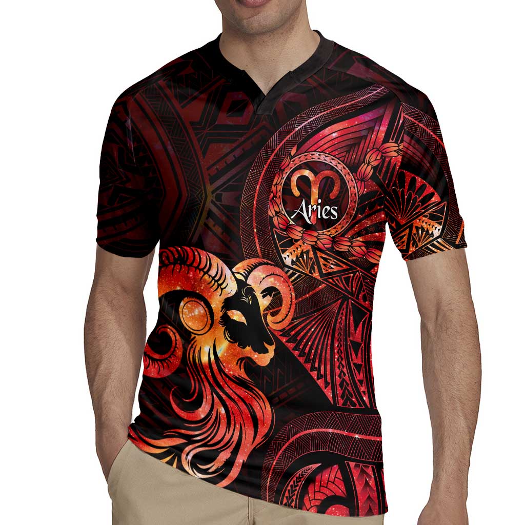 Personalised Polynesia Zodiac Aries Rugby Jersey Galaxy Polynesian Pattern Chest Tattoo Style
