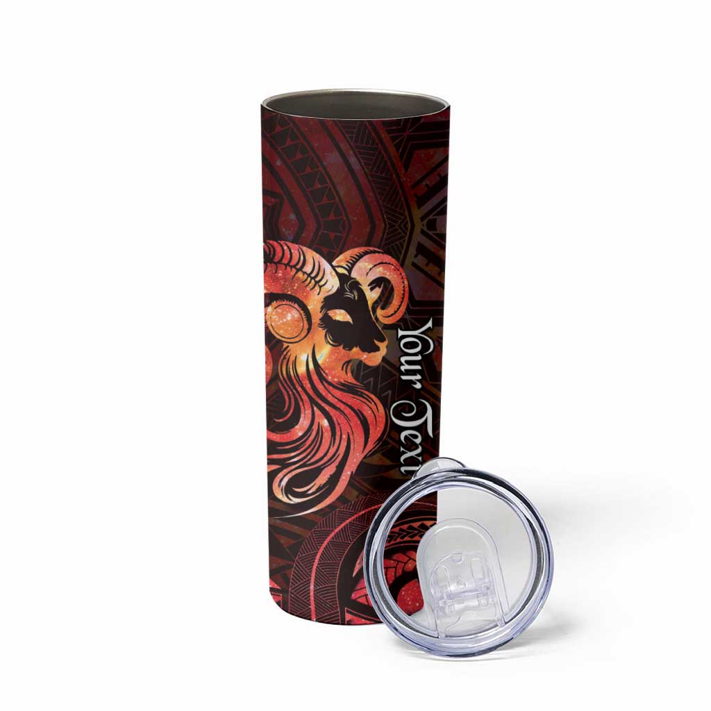 Personalised Polynesia Zodiac Aries Skinny Tumbler Galaxy Polynesian Pattern Chest Tattoo Style