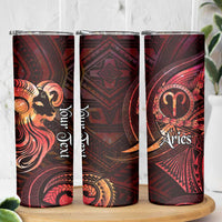 Personalised Polynesia Zodiac Aries Skinny Tumbler Galaxy Polynesian Pattern Chest Tattoo Style