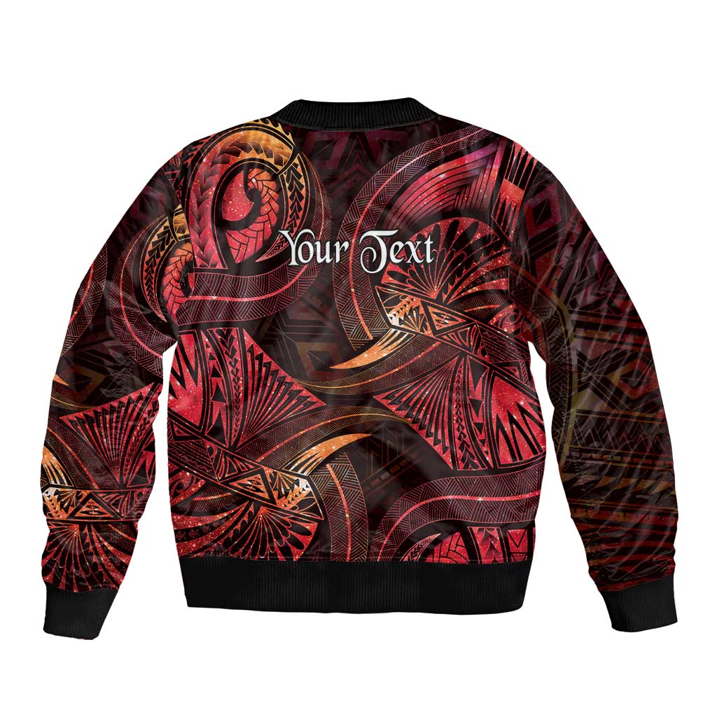 Personalised Polynesia Zodiac Aries Sleeve Zip Bomber Jacket Galaxy Polynesian Pattern Chest Tattoo Style