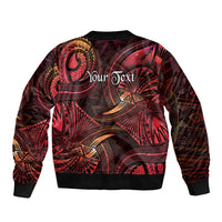 Personalised Polynesia Zodiac Aries Sleeve Zip Bomber Jacket Galaxy Polynesian Pattern Chest Tattoo Style