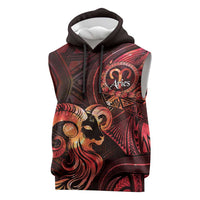 Personalised Polynesia Zodiac Aries Sleeveless Hoodie Galaxy Polynesian Pattern Chest Tattoo Style