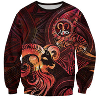 Personalised Polynesia Zodiac Aries Sweatshirt Galaxy Polynesian Pattern Chest Tattoo Style