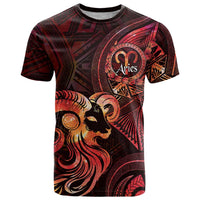 Personalised Polynesia Zodiac Aries T Shirt Galaxy Polynesian Pattern Chest Tattoo Style