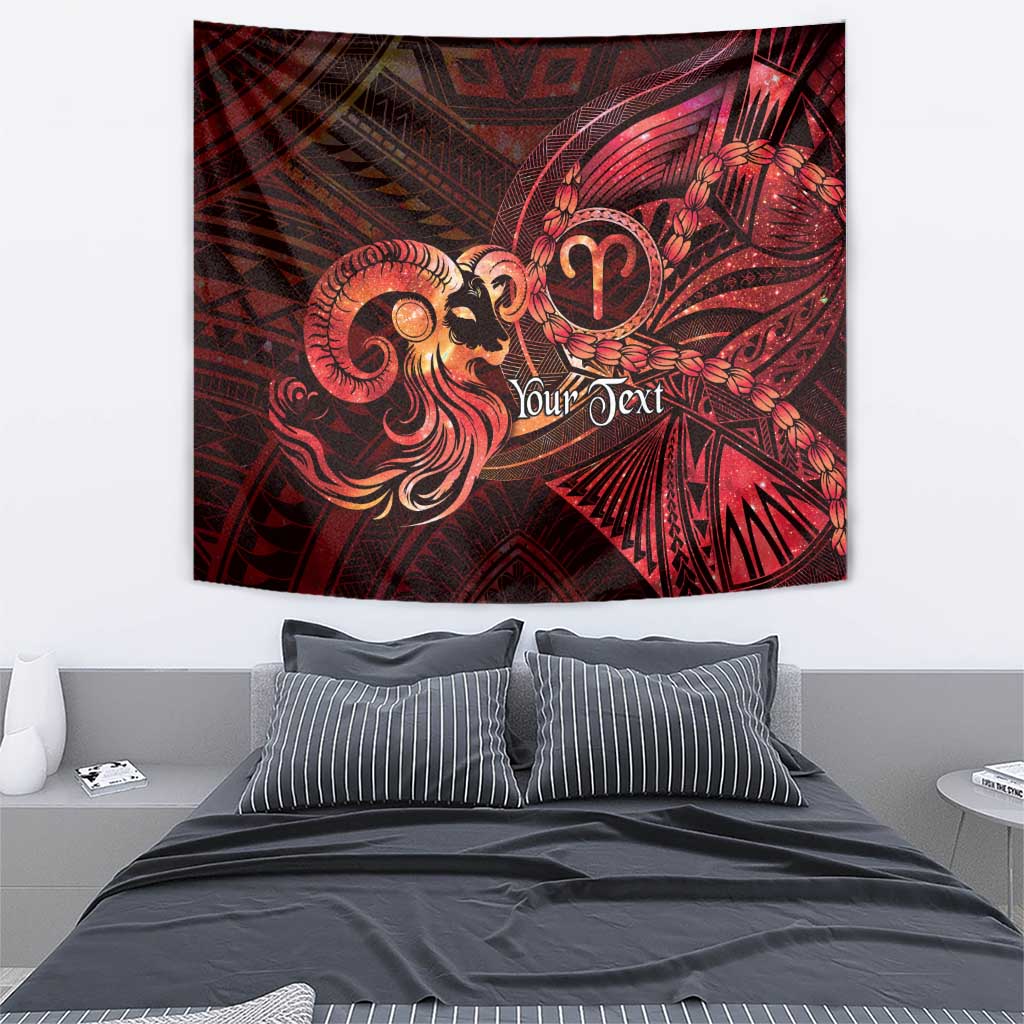 Personalised Polynesia Zodiac Aries Tapestry Galaxy Polynesian Pattern Chest Tattoo Style