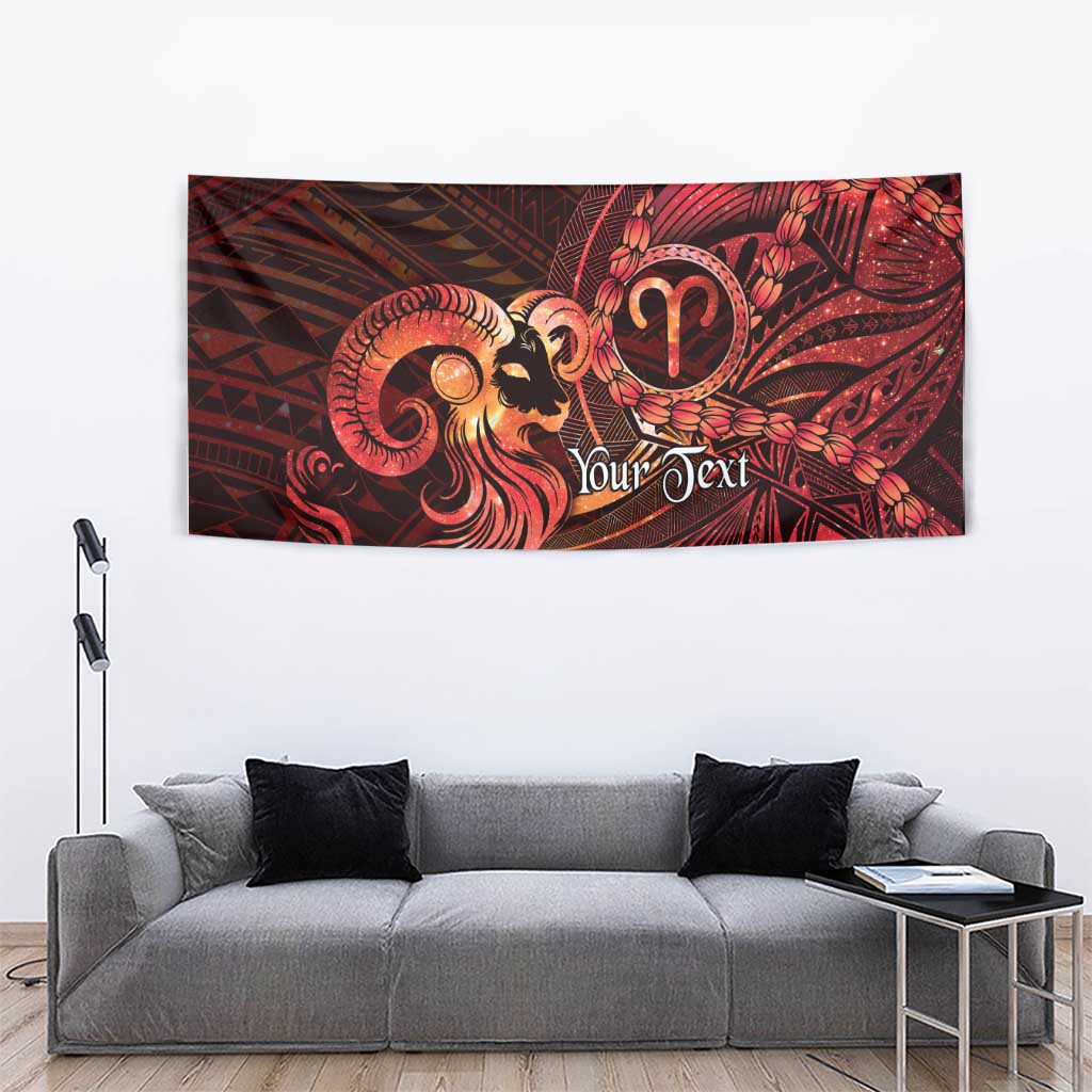 Personalised Polynesia Zodiac Aries Tapestry Galaxy Polynesian Pattern Chest Tattoo Style