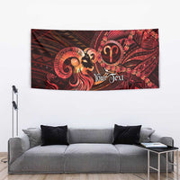 Personalised Polynesia Zodiac Aries Tapestry Galaxy Polynesian Pattern Chest Tattoo Style