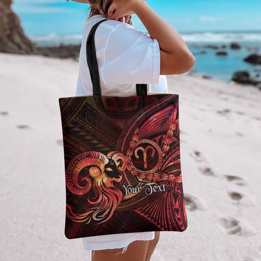 Personalised Polynesia Zodiac Aries Tote Bag Galaxy Polynesian Pattern Chest Tattoo Style