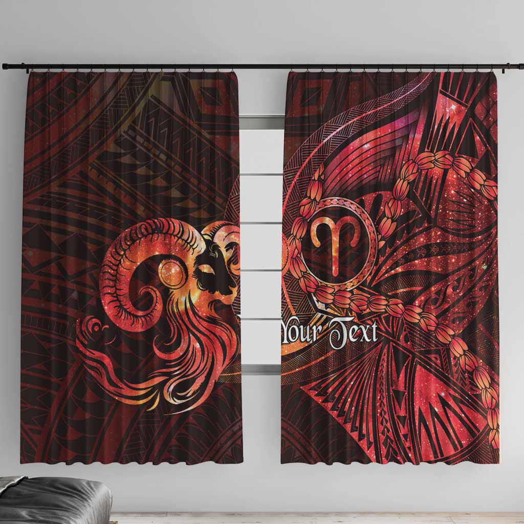 Personalised Polynesia Zodiac Aries Window Curtain Galaxy Polynesian Pattern Chest Tattoo Style LT14 With Hooks Red - Polynesian Pride