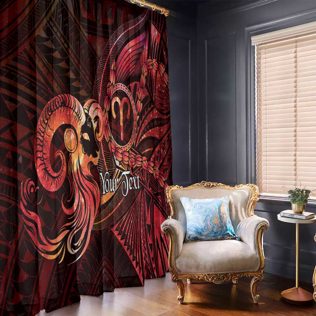 Personalised Polynesia Zodiac Aries Window Curtain Galaxy Polynesian Pattern Chest Tattoo Style LT14 - Polynesian Pride