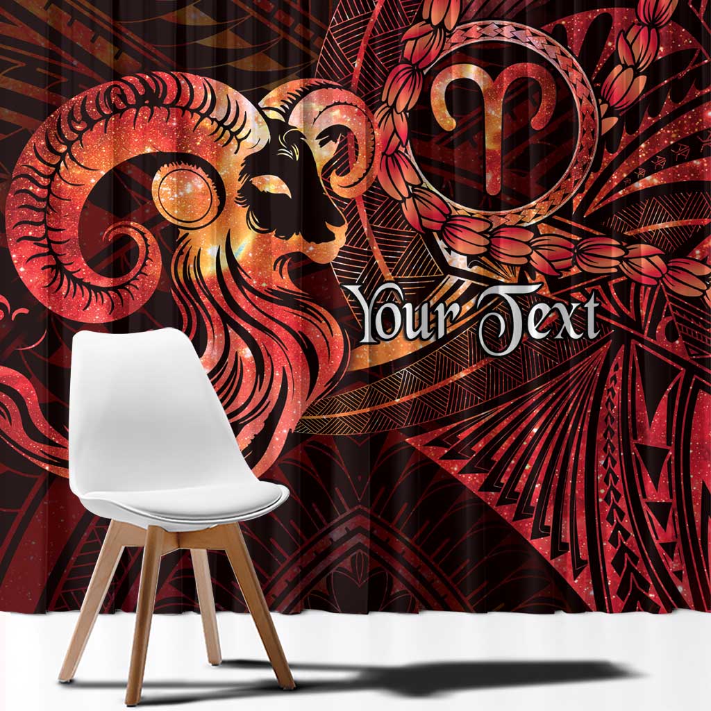 Personalised Polynesia Zodiac Aries Window Curtain Galaxy Polynesian Pattern Chest Tattoo Style LT14 - Polynesian Pride