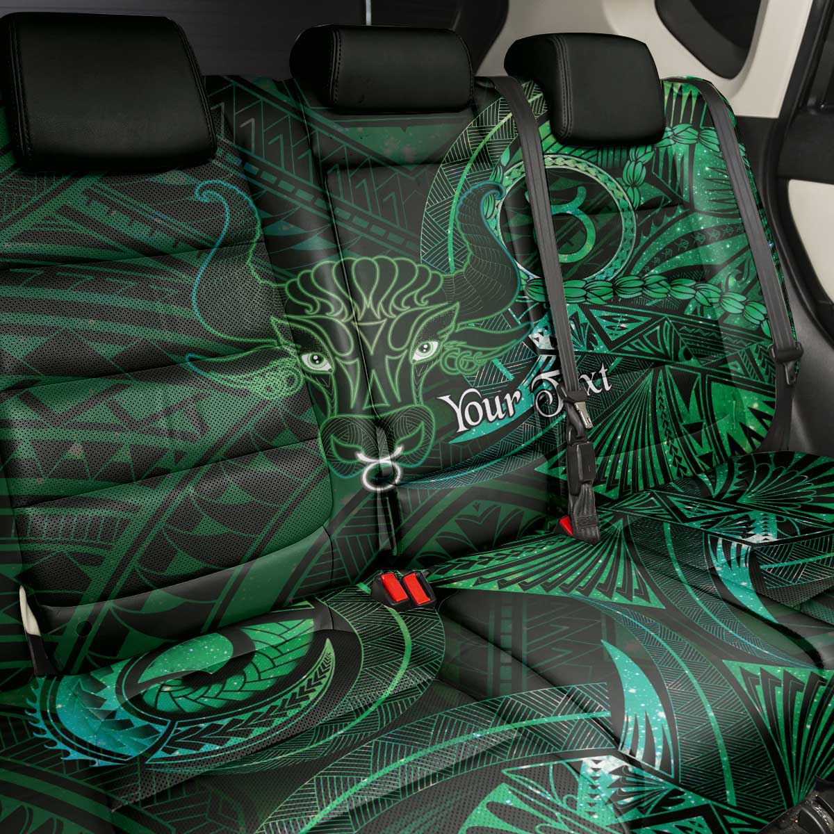 Personalised Polynesia Zodiac Taurus Back Car Seat Cover Galaxy Polynesian Pattern Chest Tattoo Style LT14 - Polynesian Pride