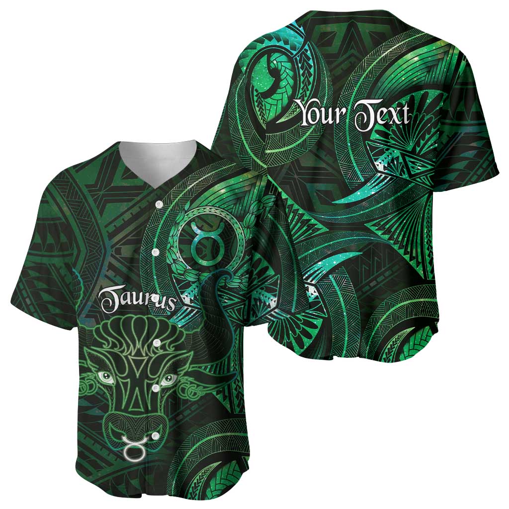 Personalised Polynesia Zodiac Taurus Baseball Jersey Galaxy Polynesian Pattern Chest Tattoo Style