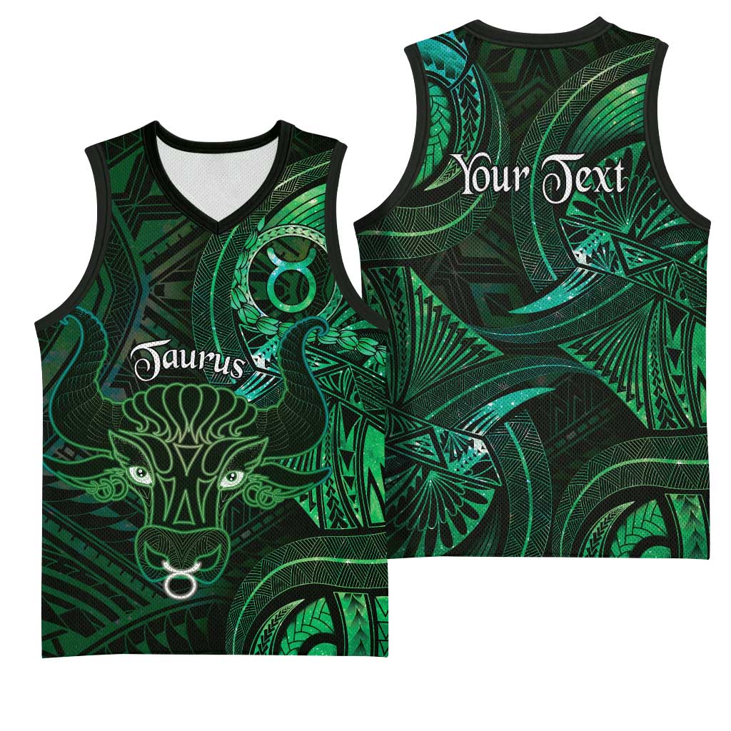 Personalised Polynesia Zodiac Taurus Basketball Jersey Galaxy Polynesian Pattern Chest Tattoo Style LT14 - Polynesian Pride