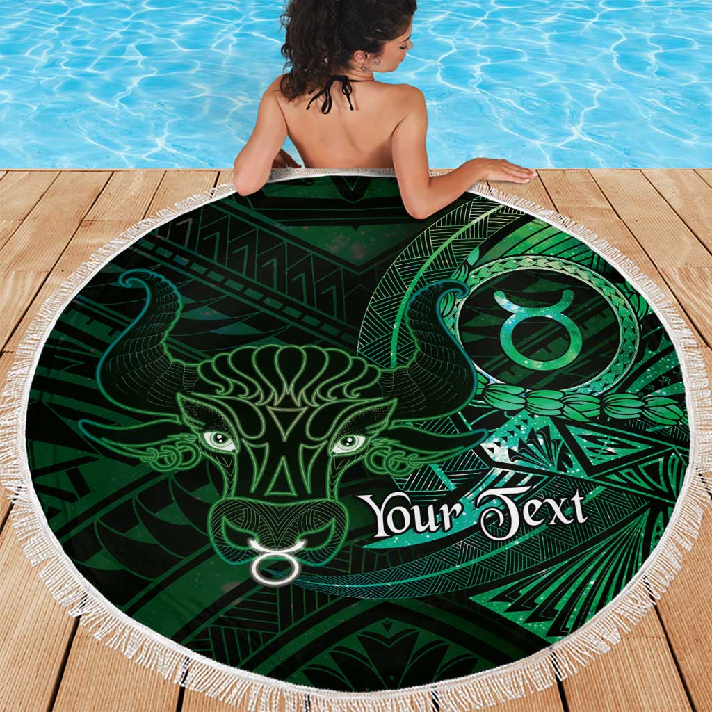 Personalised Polynesia Zodiac Taurus Beach Blanket Galaxy Polynesian Pattern Chest Tattoo Style