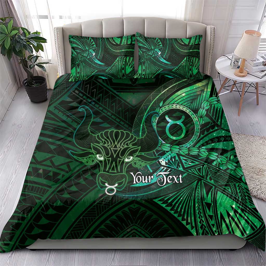 Personalised Polynesia Zodiac Taurus Bedding Set Galaxy Polynesian Pattern Chest Tattoo Style