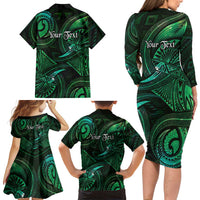 Personalised Polynesia Zodiac Taurus Family Matching Long Sleeve Bodycon Dress and Hawaiian Shirt Galaxy Polynesian Pattern Chest Tattoo Style LT14 - Polynesian Pride