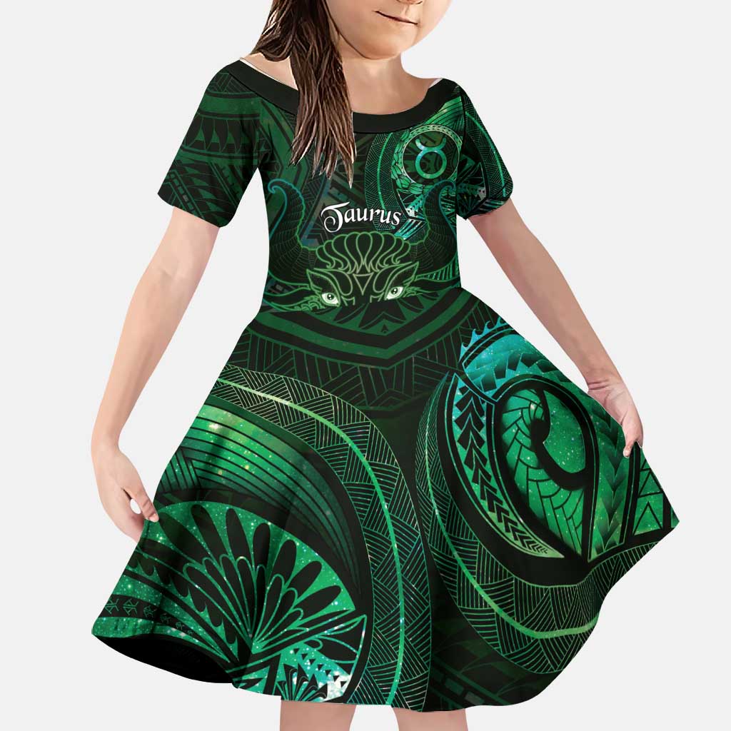 Personalised Polynesia Zodiac Taurus Family Matching Mermaid Dress and Hawaiian Shirt Galaxy Polynesian Pattern Chest Tattoo Style