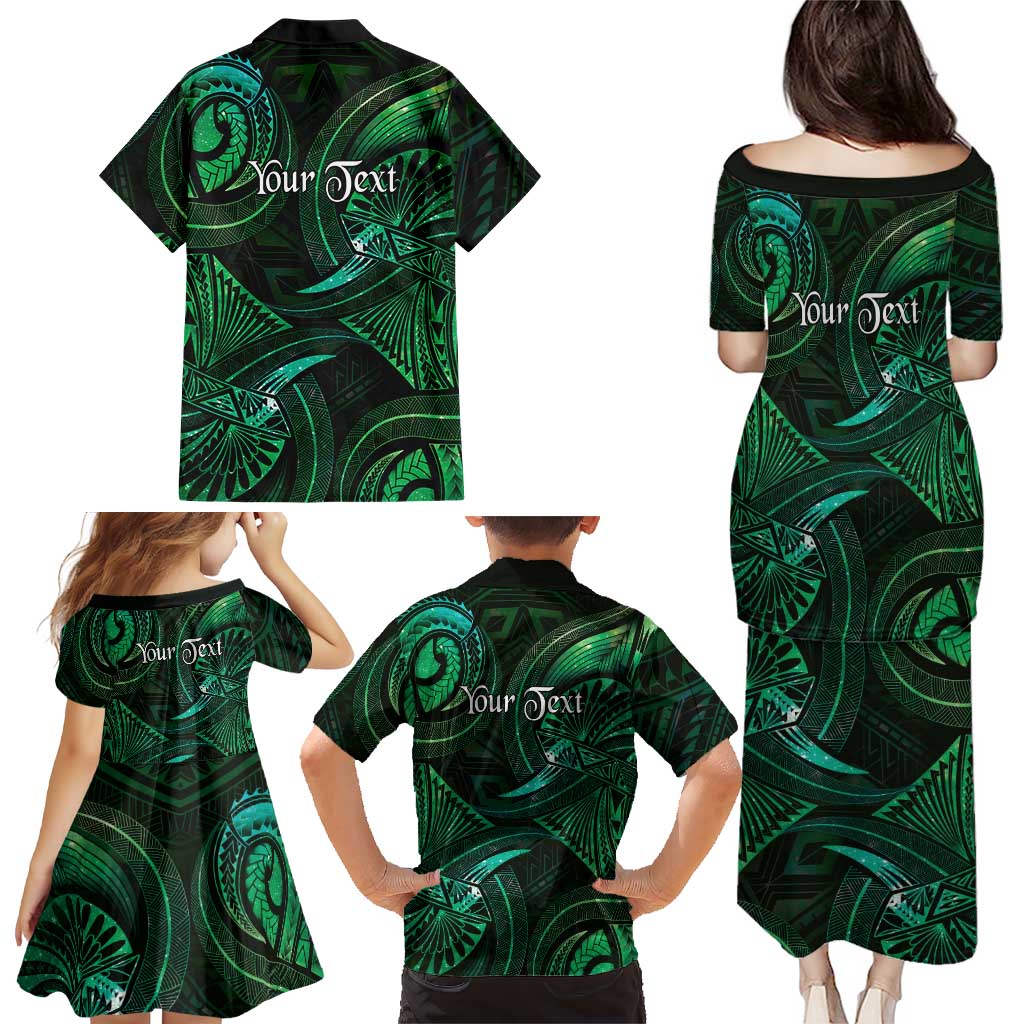 Personalised Polynesia Zodiac Taurus Family Matching Puletasi and Hawaiian Shirt Galaxy Polynesian Pattern Chest Tattoo Style